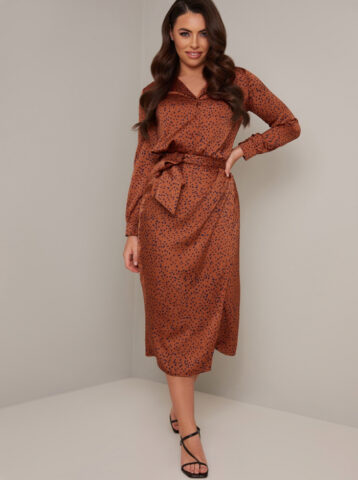 Chi Chi Cheryl Spot Skirt Brown