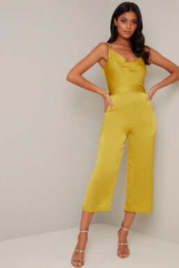 Chi Chi Yana Cowl Neck Jumpsuit Mustard Yellow