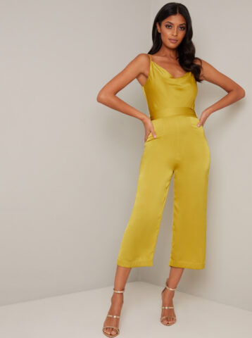 Chi Chi Yana Cowl Neck Jumpsuit Mustard Yellow