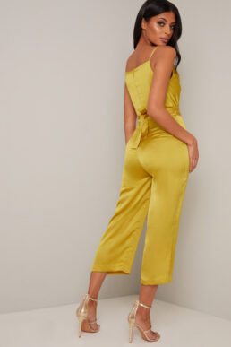 Chi Chi Yana Cowl Neck Jumpsuit, Mustard Yellow