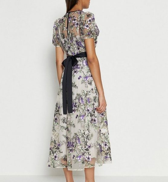 embroidered dress midi
