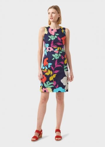 Hobbs Allison Cotton Blend Floral Shift Dress Navy Multi