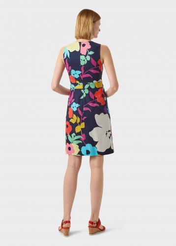 Hobbs Allison Cotton Blend Floral Shift Dress, Navy/Multi - Image 2