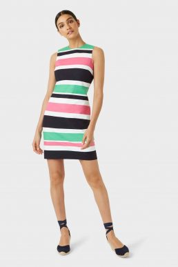 Hobbs Alya Cotton Blend Stripe Shift Dress Multi