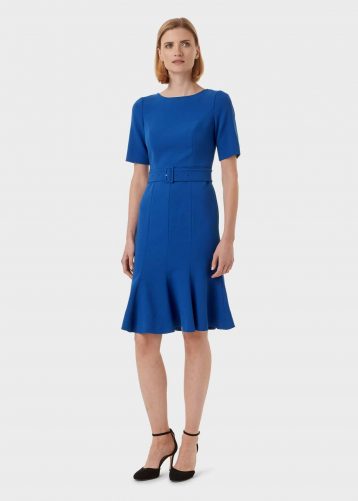 Hobbs Bria Belted Shift Sleeve Dress Blue