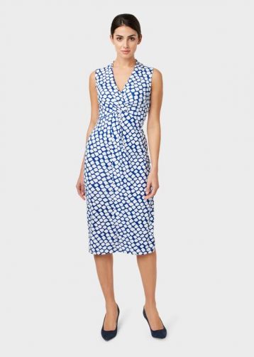 Hobbs Denisa Jersey Print Shift Dress White Blue