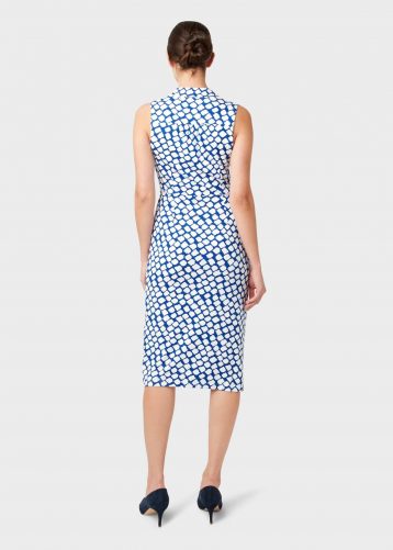 Hobbs Denisa Jersey Print Shift Dress, White/Blue - Image 2