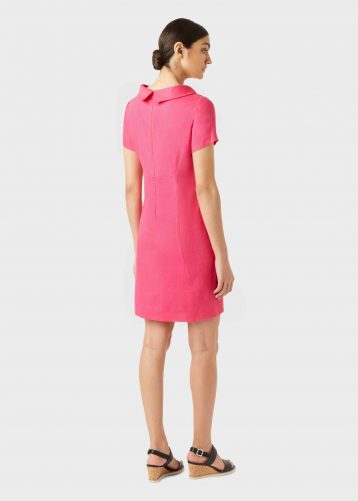 Hobbs Linen Petra Roll Neck Shift Dress, Pink - Image 2