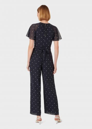 Hobbs Sarah Spot Sleeve Jumpsuit, Black/White - Image 2