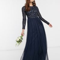 Long sleeve maxi tulle dress sale