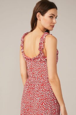 Phase Eight Callista Ditsy Floral Frill Cami Blouse Red White