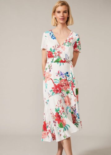 Phase Eight Evadine Floral Tea Dress White Multi