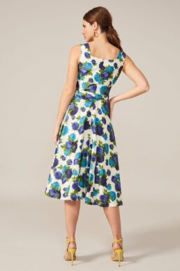 Phase Eight Janetta Rose Heritage Print Dress Cream Cobalt Blue