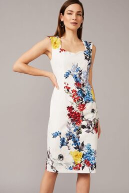Phase Eight Keshena Floral Fitted Dress White Multi