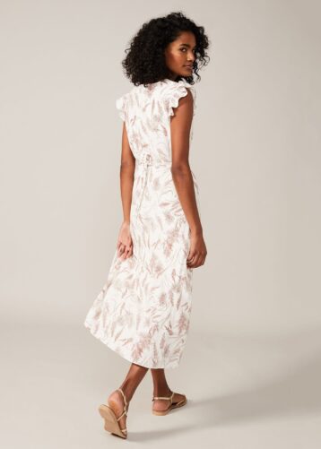 Phase Eight Nicole Floral Print Dress Taupe Ivory