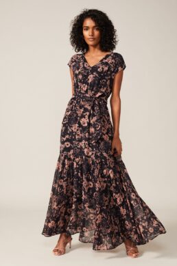 Phase Eight Verena Floral Maxi Dress Dusty Pink Navy