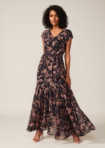 Phase Eight Verena Floral Maxi Dress Dusty Pink Navy