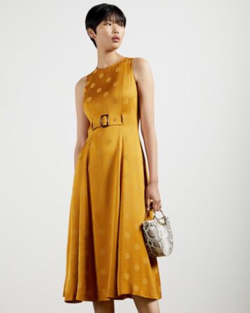 Ted Baker INNABEL A-line belted midi dress Yellow