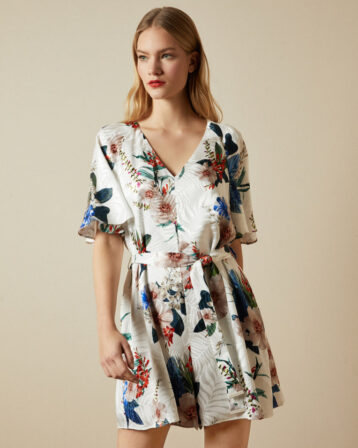 Ted Baker LYNNEA Floral Jamboree playsuit, Ivory/Multi