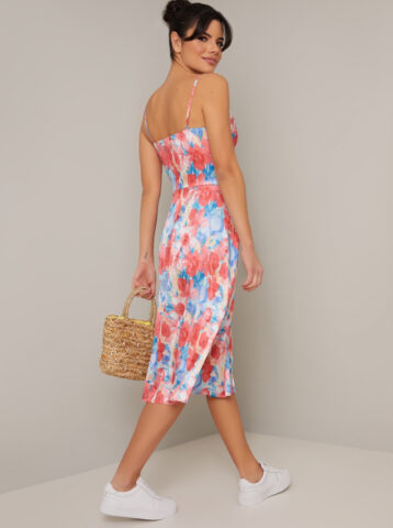 Chi Chi Herley Floral Cami Midi Dress, Red/Blue/Multi - Image 2
