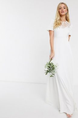 Y.A.S wedding maxi dress with lace detail in white