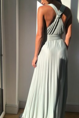 ASOS DESIGN Tall exclusive knot strap pleated maxi dress in sage green