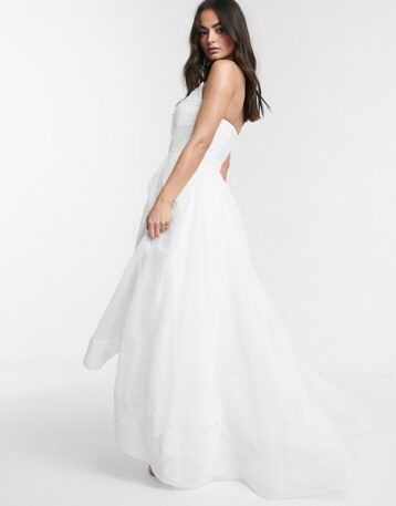 Bariano full maxi dress with organza bust detail in white - Image 2