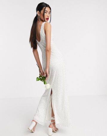 Beauut Bridal embellished sleek maxi wedding dress in ivory