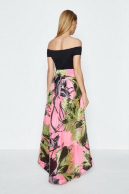 Coast Clip Jacquard Floral Print Maxi Skirt Pink Multi