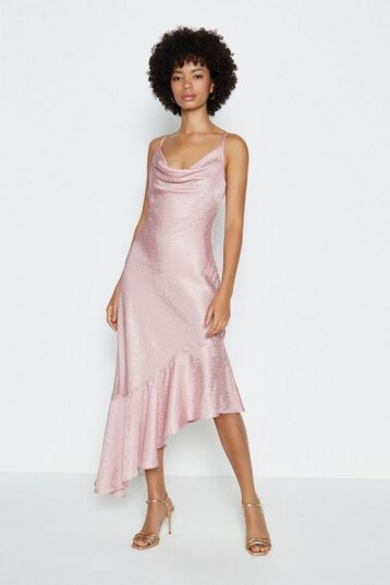Coast Cowl Neck Asymmetric Midi Dress Blush Pale Pink