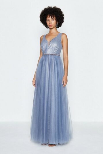 Coast Sleeveless Embellished Bodice Maxi Dress Blue