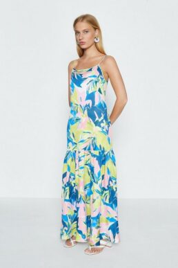 Coast Strappy Printed Maxi Dress Blue Multi