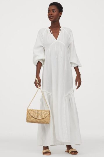 H☀M Cotton kaftan dress, Cream ...