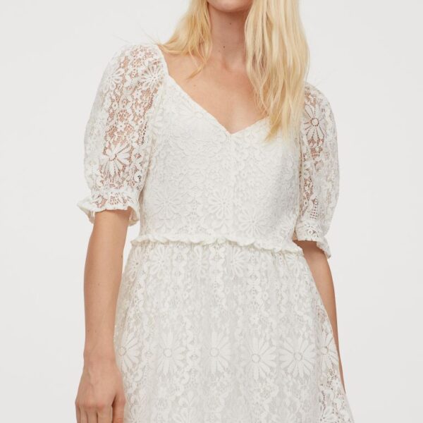 h&m cream lace dress