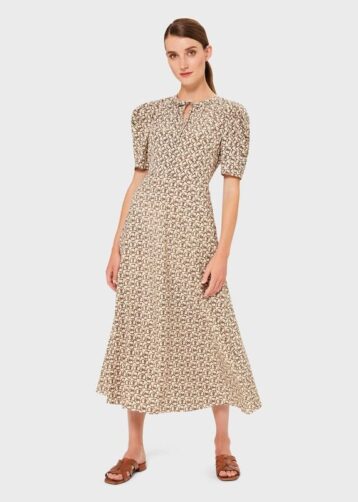 Hobbs Charlie Print A-Line Dress Ivory Multi