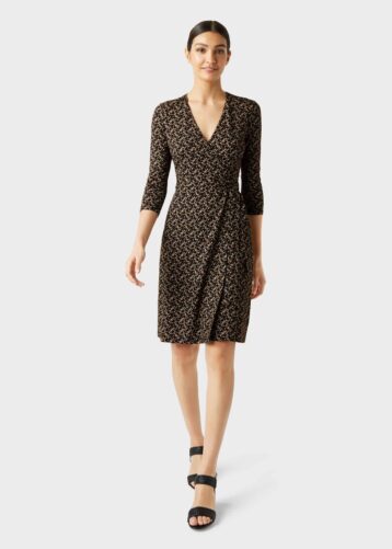 Hobbs Delilah Jersey Wrap Dress Black Gold