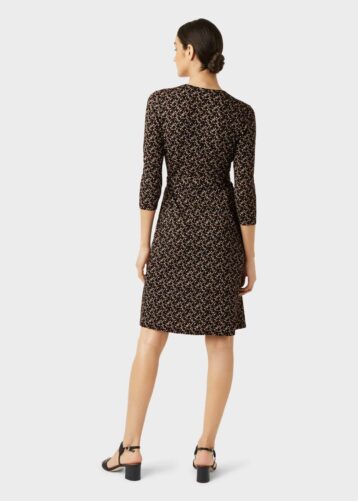 Hobbs Delilah Jersey Wrap Dress, Black/Gold - Image 2