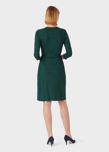 Hobbs Delilah Jersey Wrap Dress, Navy/Green - Image 2