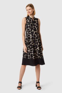 Hobbs Suzanna Animal Print Fit And Flare Dress Black Neutral