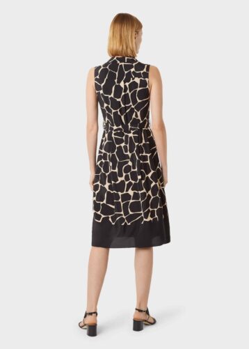 Hobbs Suzanna Animal Print Fit And Flare Dress, Black/Neutral - Image 2