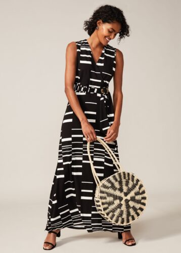 Phase Eight Willow Print Maxi Dress Black White