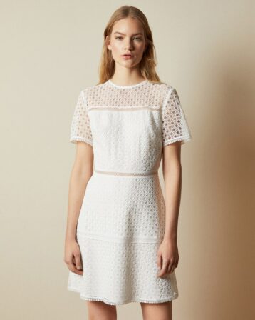 Ted Baker ALLARA Short sleeved lace mini dress Ivory