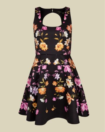 Ted Baker ANDIIE Rhubarb cut out back skater dress Black Multi