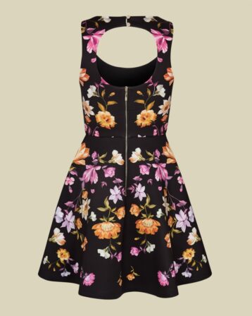 Ted Baker ANDIIE Rhubarb cut out back skater dress Black Multi