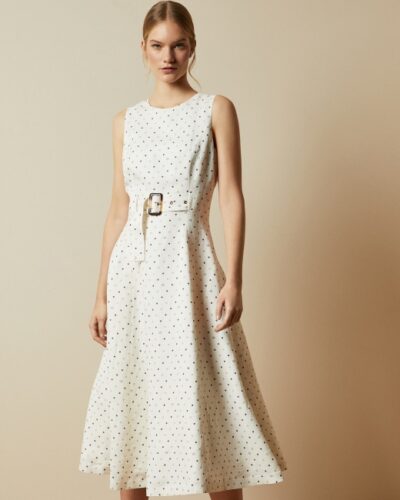 Ted Baker CARYLA Spotted A line midi dress Ivory myonewedding