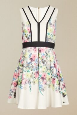 Ted Baker SOLARH Pergola print panelled skater dress Ivory Multi