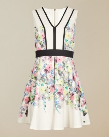 Ted Baker SOLARH Pergola print panelled skater dress Ivory Multi