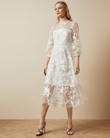 Ted Baker TABII Tiered lace midi dress Ivory