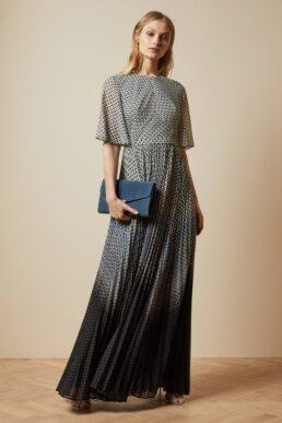 Ted Baker TRISHNA Masquerade pleated sleeve maxi dress Black White
