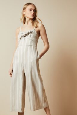 TFNC DACEYY Linen striped jumpsuit Ivory Nude